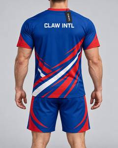CLAW INTL ชุดเสื้อฟุตบอลชายแขนสั้นคอวีสีน้ำเงินสีแดงพิมพ์ลายเรขาคณิตชุดฤดูร้อน - Product Image 6