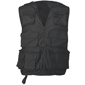 OEM <b>Mens</b> <b>Black</b> Multi Pocket Tactical Hunting Vest Zipper Closure Casual Outdoor Utility <b>Waistcoat</b> Solid Color V Neck Sleeveless - Product Image 2