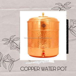 Pichet à eau ayurvédique de 5 litres en cuivre pur Matka avec couvercle et paille pour la maison et l'hôtel directement de l'Inde - Product Image 2