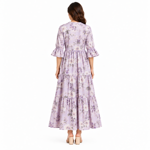 Women Rayon Floral Print Tiered Maxi <b>Dress</b> <b>Long</b> Sleeve Ruffle Sleeve Casual <b>Boho</b> Summer <b>Dress</b> - Product Image 6