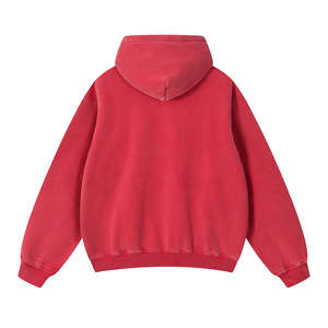 เสื้อพูลโอเวอร์โอเวอร์ไซส์ผ้าฝ้าย 100% คุณภาพสูง หนานุ่ม เป็นมิตรกับสิ่งแวดล้อม ซับในแบบ Acid Wash ผลิตตามแบบ OEM ไม่มีโลโก้ที่แขนเสื้อ - Product Image 4
