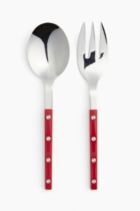 Ensemble de cuillères et fourchettes à salade en cuivre avec manches à motifs noirs pour la table - Product Image 2