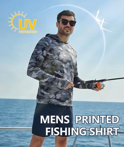 Men's UPF 50+ Long Sleeve Sun Hoodie Fishing <b>Shirts</b> for Men, UV Protection Hooded for <b>Hiking</b> Running Workout Moisture Wicking - Product Image 5