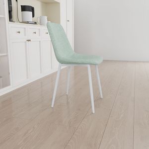 Set of 4 Modern Kitchen Dining <b>Chairs</b> Linen <b>Padded</b> with Sturdy White Metal Legs Decorated Dining <b>Chairs</b> - Product Image 6