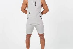Shorts de sport gris clair pour hommes avec logo personnalisé, séchage rapide, extensibles, pour entraînement athlétique et course à pied, OEM ODM, marque privée, nylon/spandex - Product Image 5
