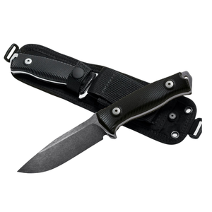 Cuchillos de Caza con Mango Ergonómico Negro, Hoja Fija Gris Oscuro y Funda de Nailon Negra para Camping, Senderismo y Actividades al Aire Libre - Product Image 1