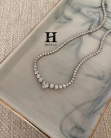 Collar de Tenis de Diamantes en Forma de Corazón de Lujo, Chapado en Rodio, con Diamantes Cultivados en Laboratorio Certificados por IGI, Cadena de Tenis para Mujer, Joyería de Regalo