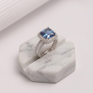 925 Sterling Silver Cushion Cut Solitaire Halo <b>Ring</b> Emerald Cut <b>Cubic</b> <b>Zirconia</b> Eternity Band Statement Engagement <b>Ring</b> for Women - Product Image 5