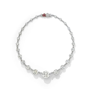 Platinum Diamond Necklace Round Brilliant Cut D Color Natural <b>Ruby</b> Accent Classic Women's Wedding Jewelry - Product Image 1