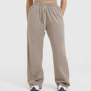 Pantalon de survêtement large pour femme, taille haute, en molleton de coton, décontracté, personnalisable avec logo OEM ODM - Product Image 1