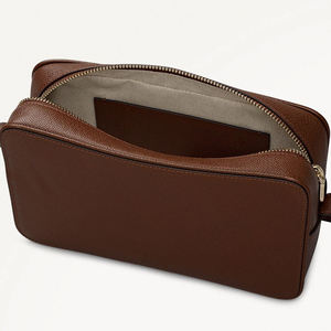 <b>Brown</b> Leather Crossbody Bag Textured Shoulder Purse Zipper Closure Compact daily for women - Product Image 2