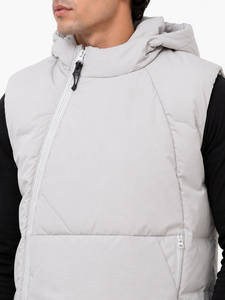 <b>Mens</b> <b>White</b> Finished Solid Hooded <b>Puffer</b> <b>Jacket</b> Winter Quilted Insulated Outerwear Asymmetrical Full Zip Closure Warm Padded - Product Image 4