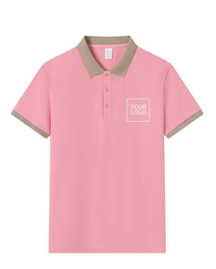 Custom Pink 100% Cotton 220gsm Premium Polo Shirt Short Sleeve Embroidered Logo Contrast Trim Classic Turndown Collar Adult All - Product Image 1