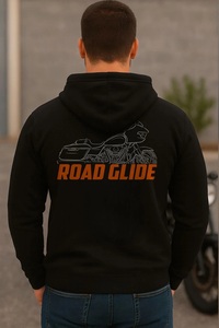Sweat à capuche pour motards, hommes et femmes, 100% coton, design brodé, coupe ample, fermeture éclair - Product Image 2
