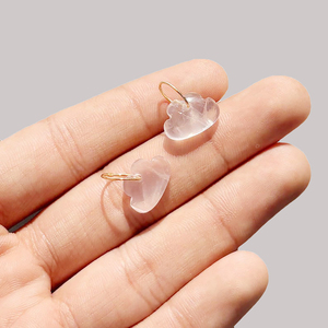 จี้รูปทรงเมฆทำจากโรสควอตซ์ธรรมชาติ พร้อมห่วงทอง งานแฮนด์เมด อุปกรณ์ทำเครื่องประดับจากหินกึ่งมีค่า - Product Image 2