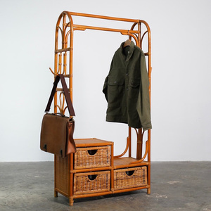 Porte-vêtements en rotin pour magasin, prix fabricant, meilleure offre, rail à vêtements naturel - Product Image 1