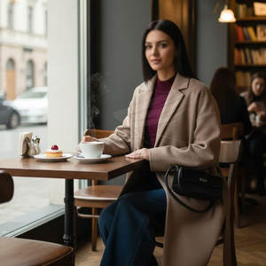 Elegante Abrigo Largo para Mujer con Botones, para Invierno, en Tela de Lona con Exterior de Lana, Diseño Transpirable y Personalizable - Product Image 4