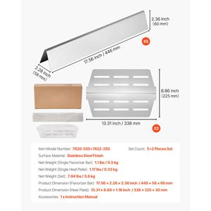 Barres de parfumage de 17 pouces, déflecteurs de chaleur pour les grils Weber Genesis série 300, y compris E310 E320, accessoire de remplacement pour barbecue - Product Image 2