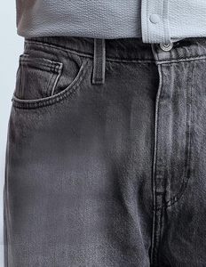 Jean en denim gris délavé pour homme, coupe large, 100 % coton, écologique, résistant à la décoloration, coupe ample, taille mi-haute, décontracté, couleur unie - Product Image 6