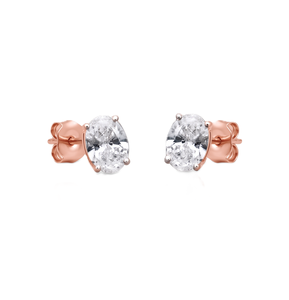 Boucles d'oreilles solitaires ovales en diamant de laboratoire, cadeau d'anniversaire, certifiées IGI, couleur DEF, clarté VS VVS, or massif 10K 14K 18K - Product Image 3