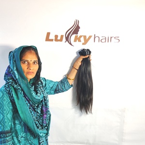 Extensions de cheveux humains 100% naturels, vierges, lisses, noirs naturels, double trame, cuticules alignées, non traités, Remy - Product Image 2