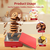 Emballage de récipient en fer blanc personnalisé de conception de mode boîte à biscuits carrée en métal boîte à biscuits en étain vide rouge pour biscuit