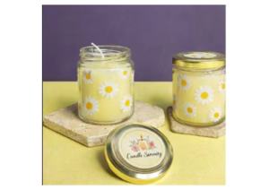 Vela de Cera de Soja Amarilla Suave con Diseño de Margarita Blanca, Ecológica, Perfumada, Hecha a Mano, Fragancia Personalizada, Moderna, No Tóxica, para Navidad, Diwali, Nueva - Product Image 3