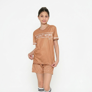 Ensemble de t-shirt et short en mesh à col en V pour homme Rexfit Sport, respirant, pour l'été, 100% polyester, taille élastique, coupe régulière, maillot de sport - Product Image 1