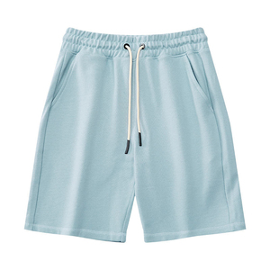 Shorts Bermuda en coton uni pour homme avec taille élastique et poches avant, style décontracté - Product Image 4