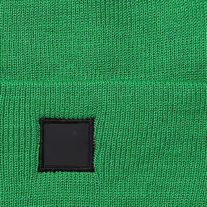 Green Knit Beanie Hat Unisex Solid Color <b>Winter</b> <b>Cap</b> Casual Style Cuffed Design 100% Acrylic Material Adult Size 56-58CM - Product Image 4
