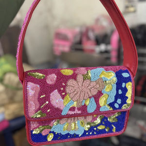 Embroidery Crafts, Cross-stitching & <b>Needlework</b> Mirror Work Woman Designer Clutch Bags Evening Hand Bag for Ladies - Product Image 2