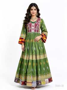 Robe ethnique vintage violette brodée à manches longues, longueur ras du sol, pour femme, tenue de mariage indienne et pakistanaise, en mousseline unie infroissable - Product Image 2