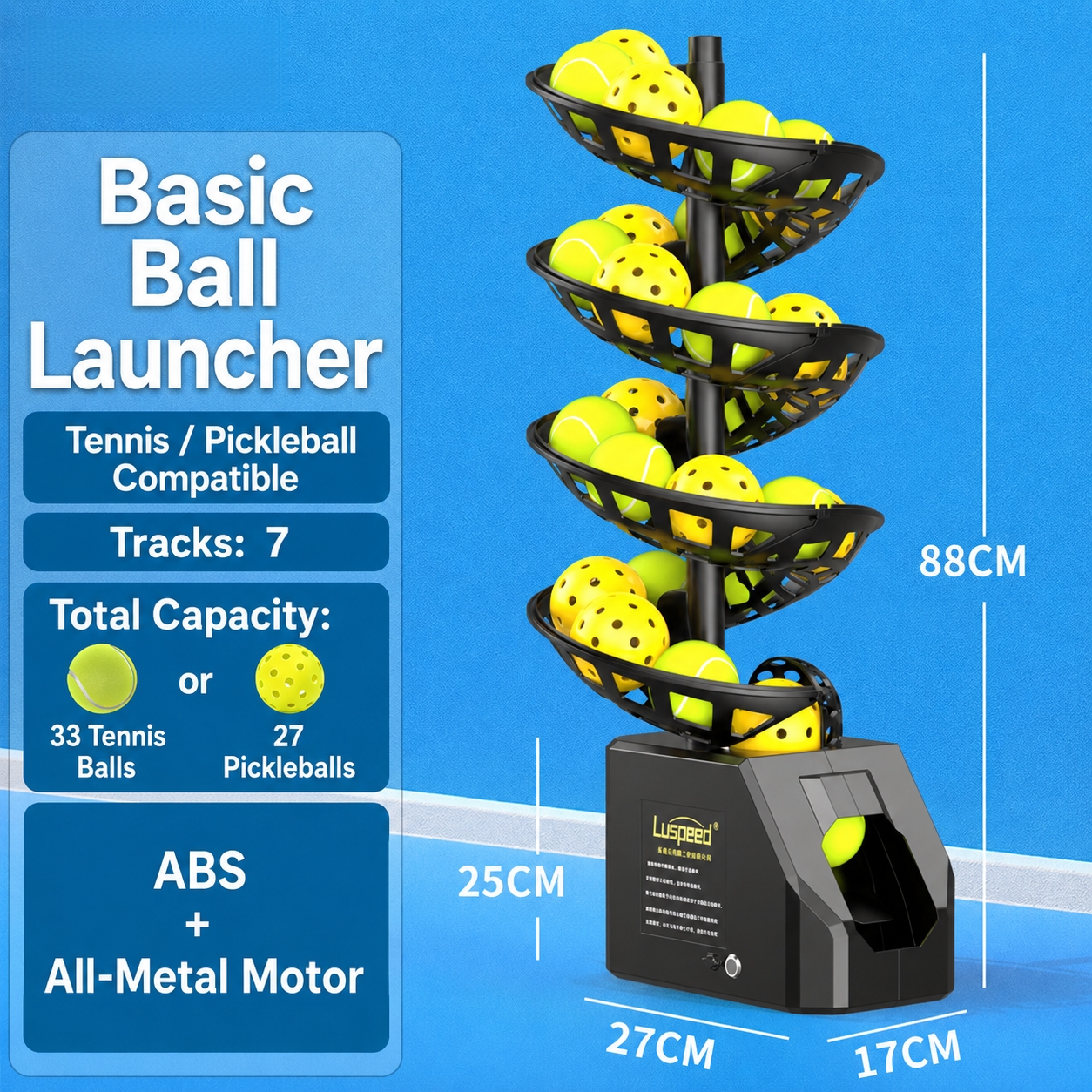 Universal Tennis/pickleball Ball Machine; Remote-controlled Automatic Ball Machine with Return Net; Ideal for Solo Training