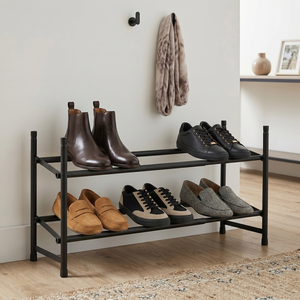 Modern 2-Tier Metal <b>Shoe</b> Rack Industrial Design <b>Space</b> <b>Saving</b> Freestanding Entryway <b>Storage</b> for Home Furniture - Product Image 1