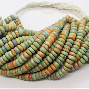 ลูกปัดโอปอลสีเขียวทรงกลมเรียบ AAA หายาก ขนาด 9-9.5 มม. ลูกปัดโอปอลลายจุดสีส้ม ขนาด 16 นิ้ว สีเขียวธรรมชาติ - Product Image 1