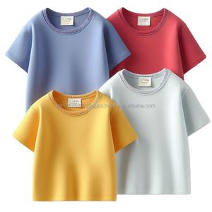 Camisetas de algodón tejidas a medida para niñas, camisetas informales de manga corta con cuello redondo y logotipo impreso, colores lisos, OEM al por mayor - Product Image 6