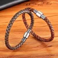 MenneM Bracelet personnalisé pour homme en cuir véritable, fin, minimaliste, style Jubilé, géométrique, tendance, bijou de poignet, cadeau