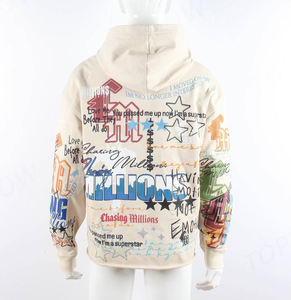 Sweat à capuche zippé surdimensionné pour homme Slepton, imprimé motif voyage vintage, en coton tricoté, veste streetwear automne - Product Image 4