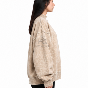 Sudadera Oversize de Felpa/Algodón con Lavado Ácido de Alta Calidad, Color Negro, Cuello Alto Premium, Hombros Caídos, Estilo Urbano de Invierno - Product Image 6