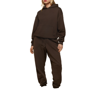 ชุดวอร์มมีฮู้ดพิมพ์ลายผ้าฟลีซคอตตอน 100% พรีเมียมสำหรับทุกเพศ |   ชุดลำลองและชุดกีฬาสองชิ้นทรงพอดีตัวแบบเรียบง่าย - Product Image 1