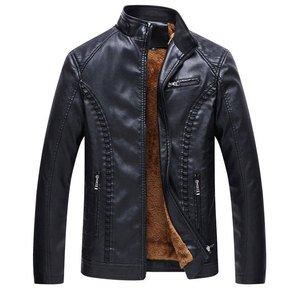 Cowhide <b>Leather</b> Motorcycle <b>Jacket</b> Slim Fit Turn-down Collar Zipper Closure Regular Sleeve Solid Color Autumn Wear - Product Image 1