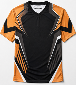 เสื้อฟุตบอลผู้ชาย FURAT LEATHERS คอกลม พิมพ์ลายดิจิทัล แขนสั้น ระบายอากาศได้ดี ผลิตจากโพลีเอสเตอร์ 120 กรัม ลายเรขาคณิต - Product Image 1