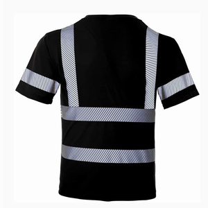 Men Reflective Safety <b>T</b>-<b>Shirt</b> Polyester <b>High</b> Visibility Hi-<b>Vis</b> Short Sleeve Work <b>Shirt</b> for Construction Roadwork Night Security - Product Image 5