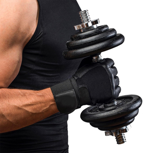 Gants de sport unisexes personnalisés pour la musculation, demi-doigts, couleur noire, en cuir tanné - Product Image 4