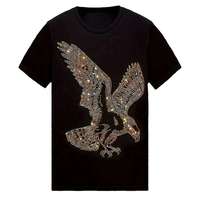 T-shirts en denim 100% coton à col rond, à séchage rapide, avec strass personnalisés, pour hommes, style streetwear, t-shirts imprimés tendance, vente en gros