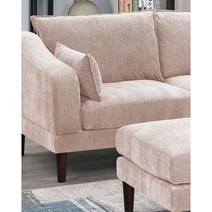 Set Modulare Contemporaneo in Tessuto Morgan Rosa Pallido, 5 Pezzi: Poltrone con Braccioli, Poltrona Senza Braccioli, Pouf e Divani a L per Soggiorno - Product Image 6