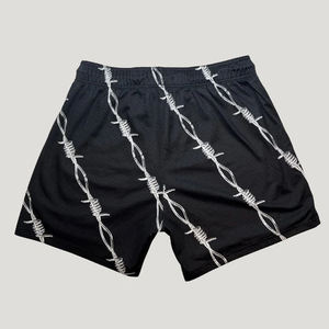 Shorts de basketball personnalisés pour hommes avec logo floral, 95% polyester/coton, tissu en toile, taille élastique, imprimé par sublimation - Product Image 3