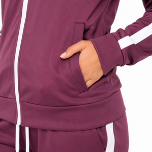 Conjunto Deportivo para Mujer, Manga Larga, Color Sólido, con Franja Lateral, Transpirable, Poliéster, 2 Piezas - Product Image 4