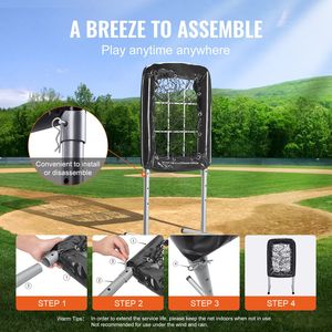 Rete da allenamento per softball/baseball a 9 fori, 21"x29", regolabile in altezza, resistente, per pratica di battuta/lanternaio - Product Image 6