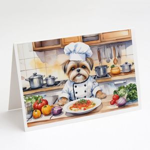 Lhasa Apso the Chef Whimsical A7 Tarjetas de felicitación Paquete de 8 tarjetas de notas en blanco con sobres Tamaño 5x7 - Product Image 1
